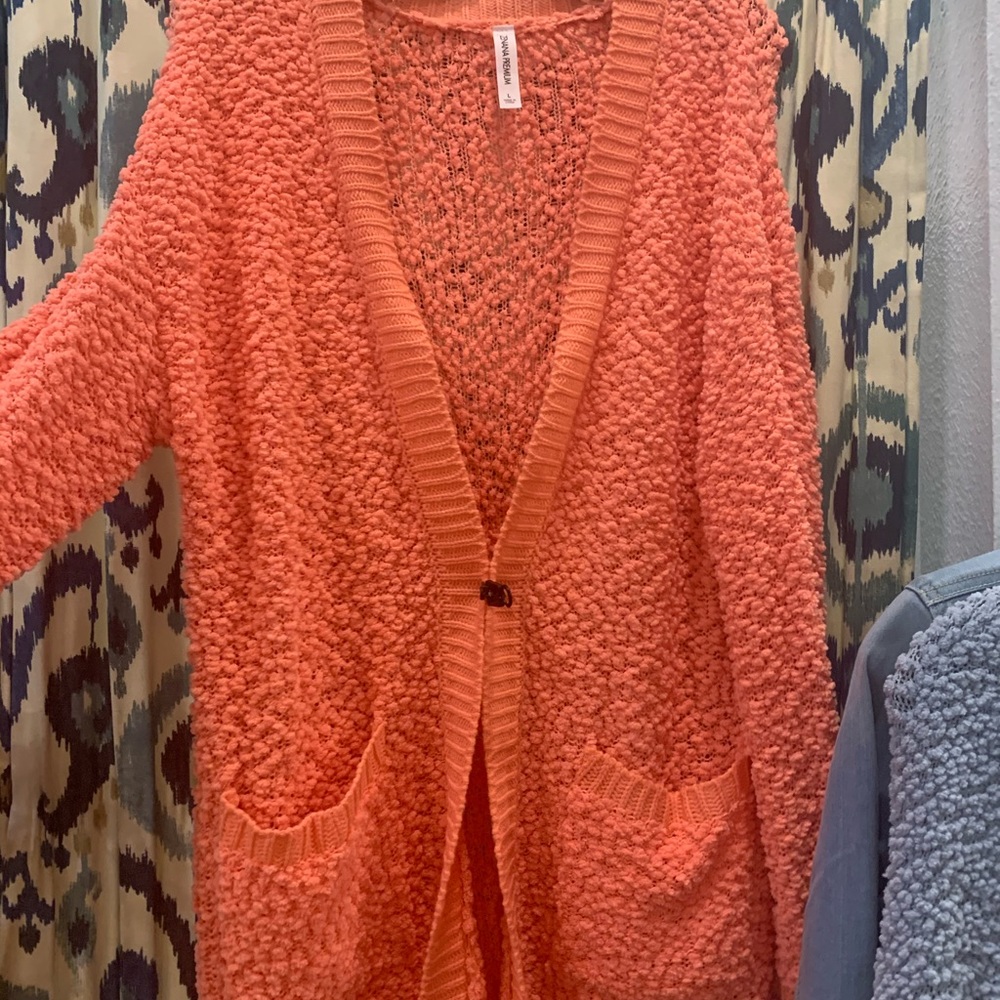 Coral and blue cardigan 💗